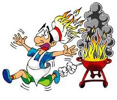 Gas grill on fire
