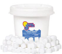 1 inch Chlorine tablets are economical and easy to use. Available in several different quantities. Convenient 1 in. tabs quickly sanitize your swimming pool. Pool chlorine tablets at In The Swim.